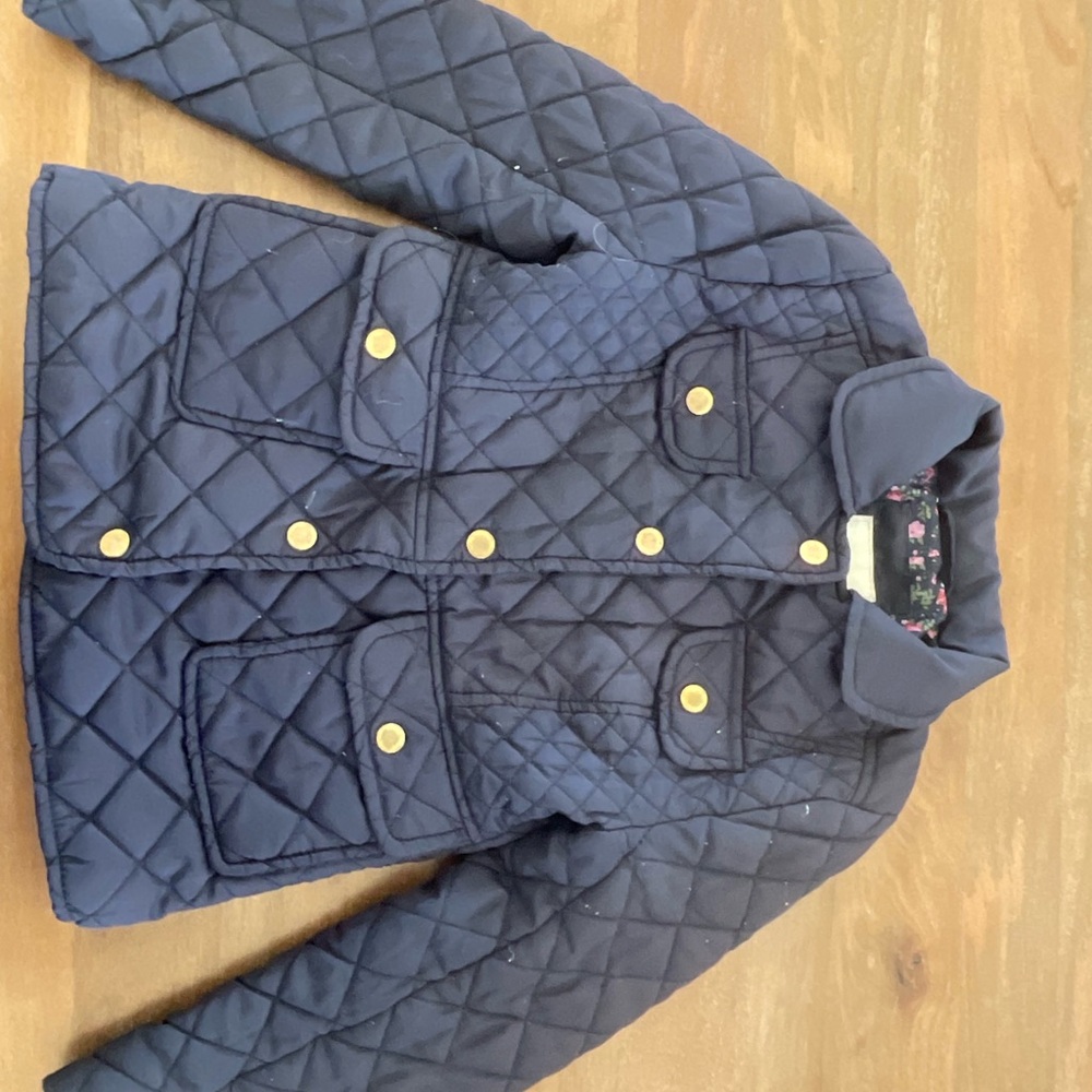 Navy Quilted Jacket with Gold Buttons